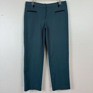 Worthington Petite Straight Leg Ankle Trousers Green Black Houndstooth Plaid 10P